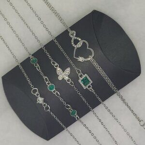 💞 NWOT | 5pc Cubic Zirconia Diamanté Silver | Spring Into Love Bracelet Set